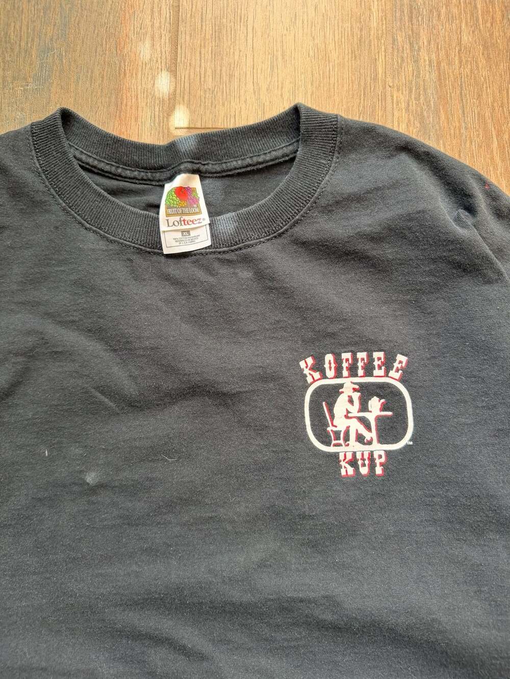 American Vintage Fruit Of The Loom Koffee Kup Restaurant Size XL Black T-Shirt